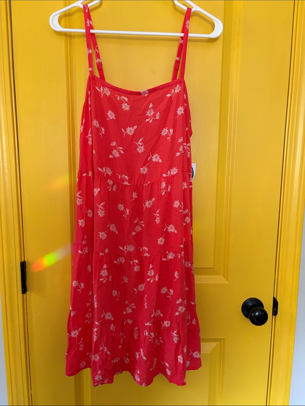 Coral Floral Tiered Midi Sundress